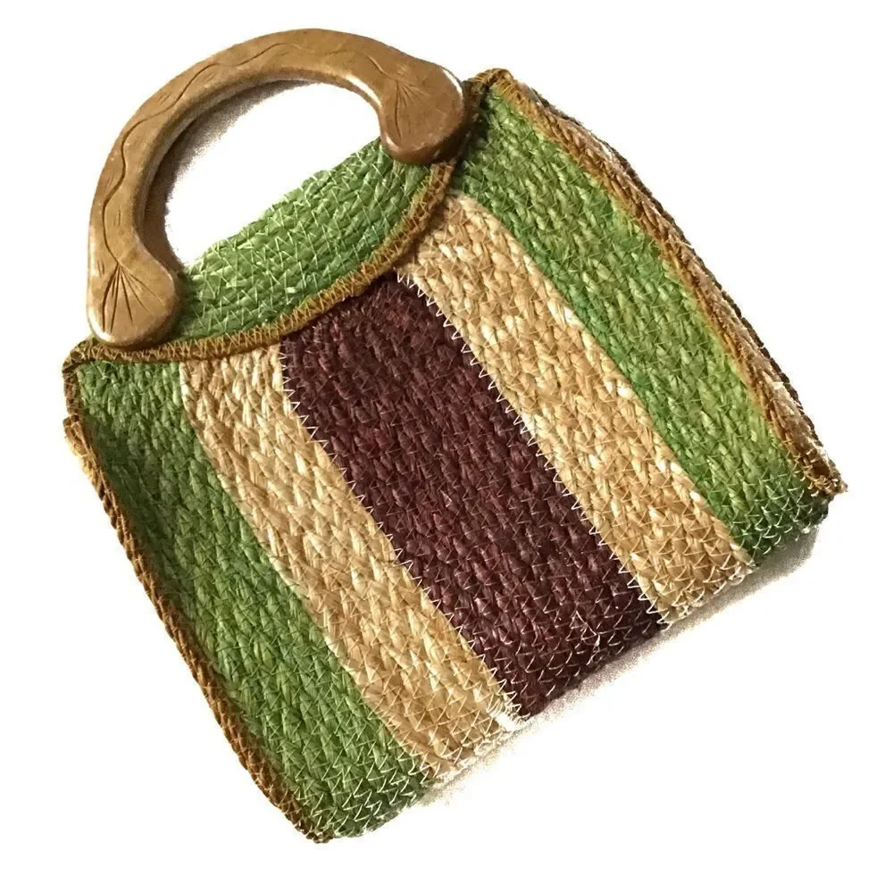 Vintage Dyed Woven Straw Hand Bag